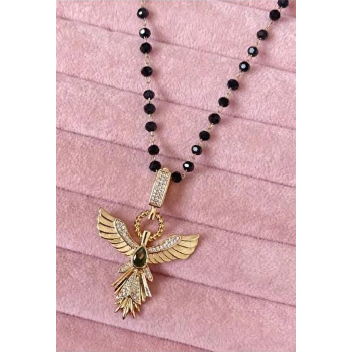 Çağla Kolyesi Vip Seri Anka Kuşu Kırmızı Taşlı Kolye