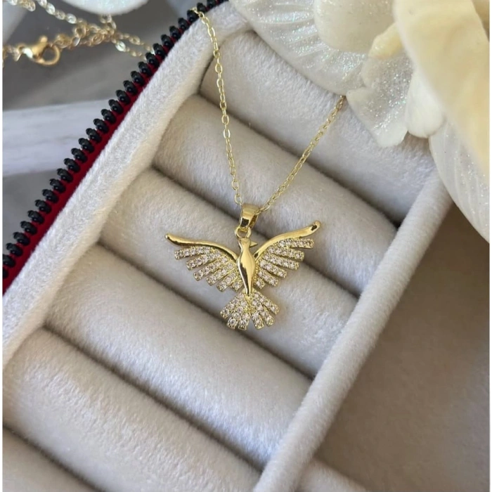 Çelik Gold Renkli Anka Kuşu Kolye