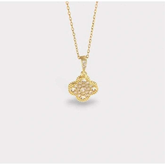 Çelik Gold Renkli Yonca Kolye