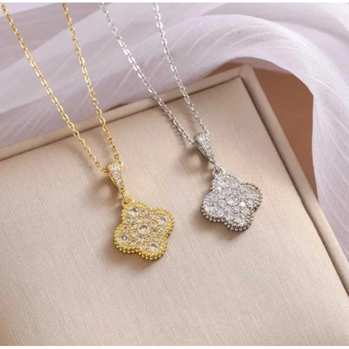 Çelik Gold Renkli Yonca Kolye