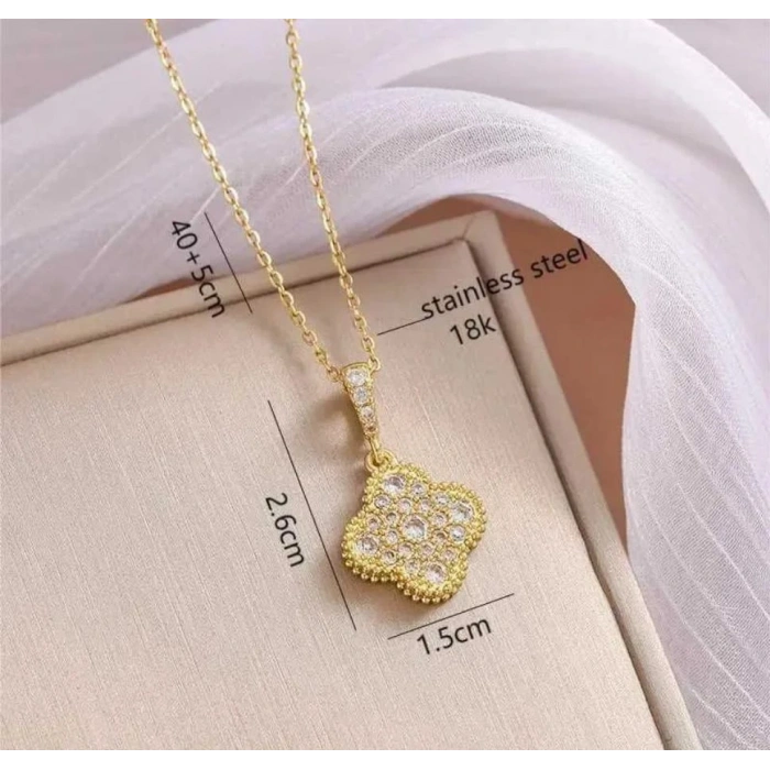 Çelik Gold Renkli Yonca Kolye