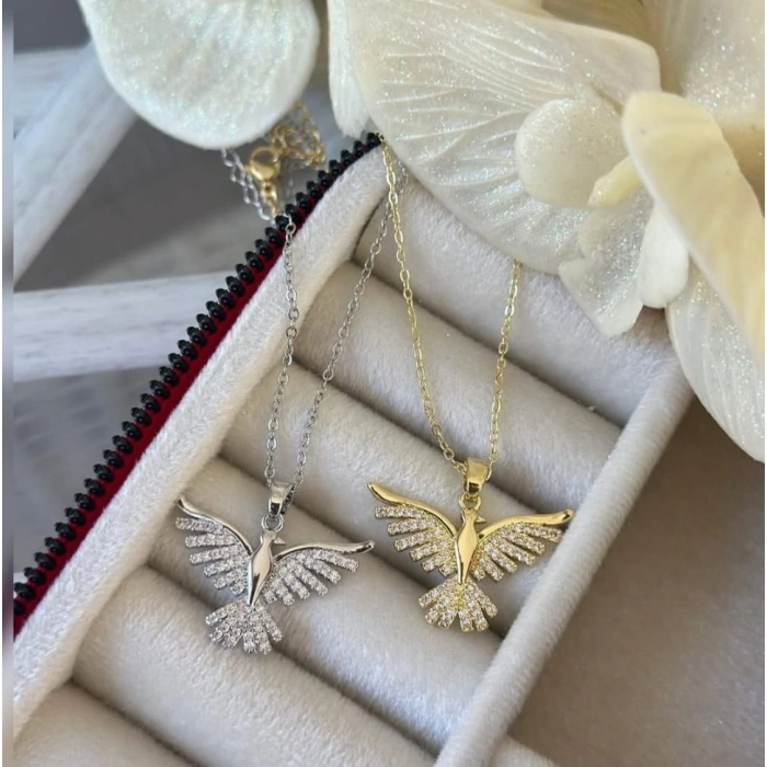 Çelik Gümüş Renkli Anka Kuşu Kolye