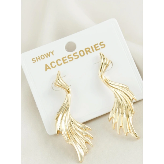 Dalga Detaylı Gold Vip Kaplama Küpe