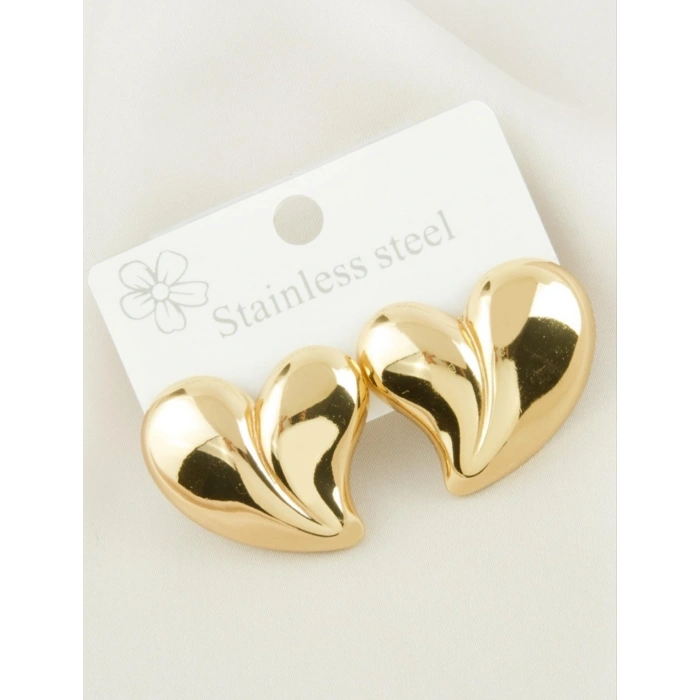 Gold Renkli Çelik Kalp Küpe