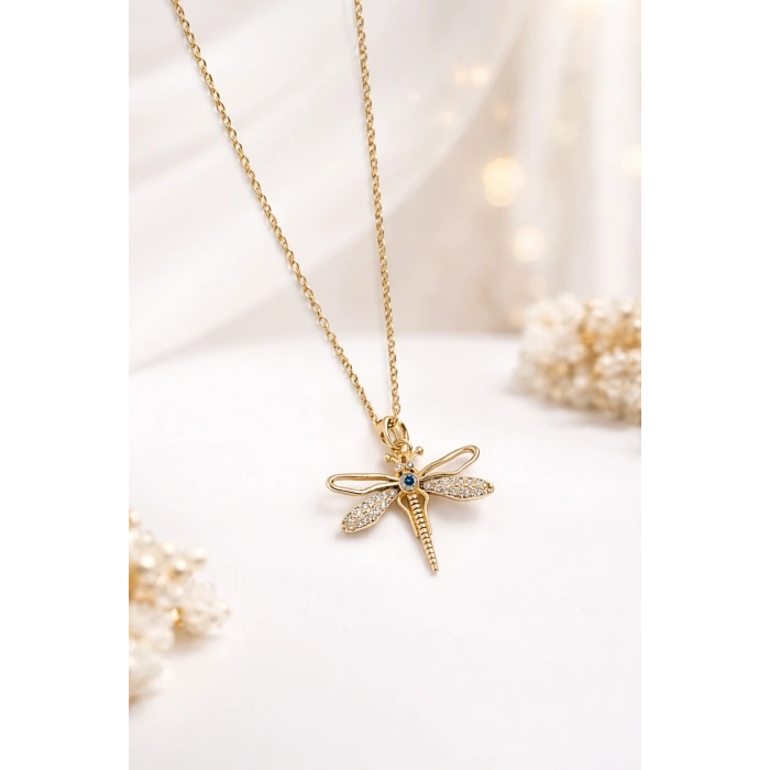 Gold Renkli Çelik Yusufçuk Kolye