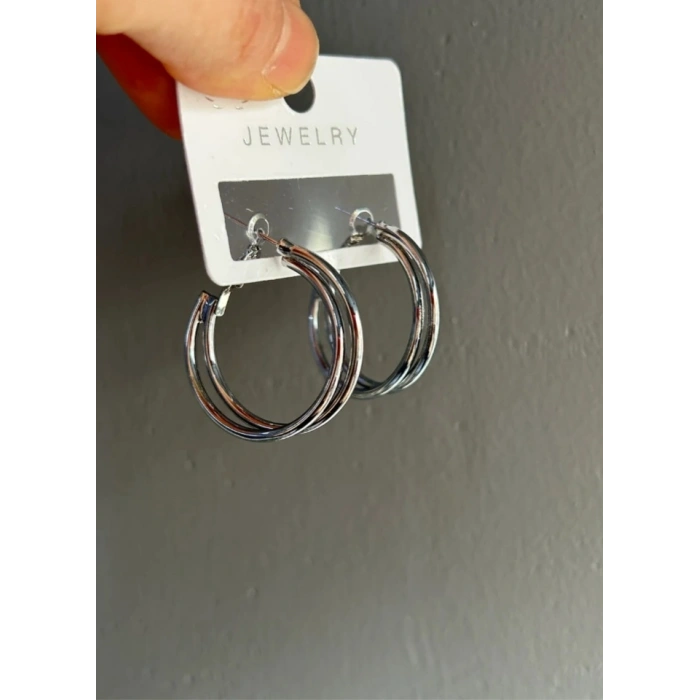 Gümüş Renkli Halka Küpe