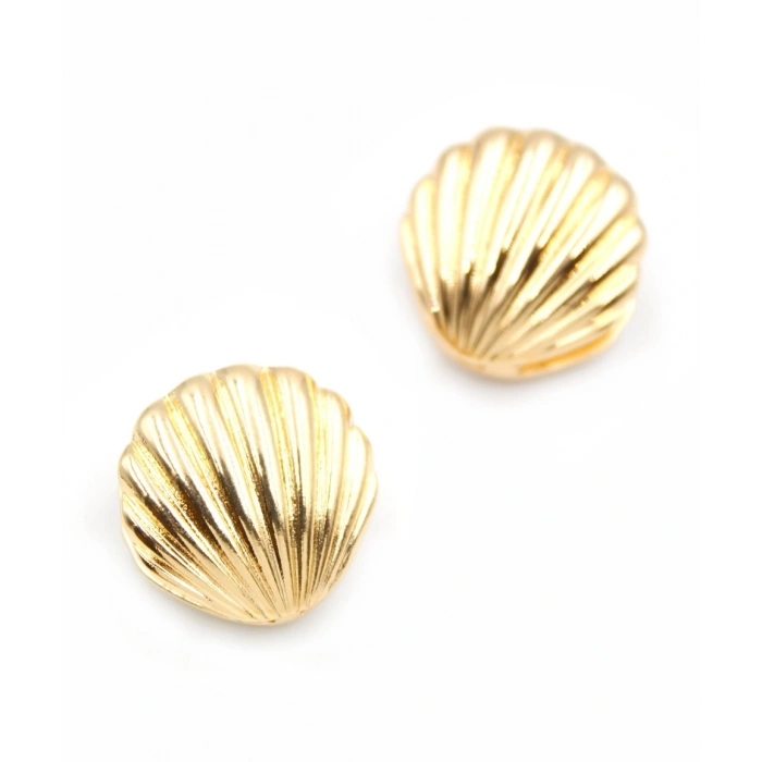 İstiridye Model Gold Renkli Küpe