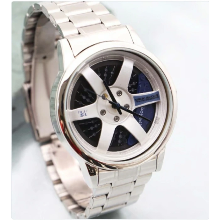 Jant Modeli Çelik Erkek Saat (Mavi)