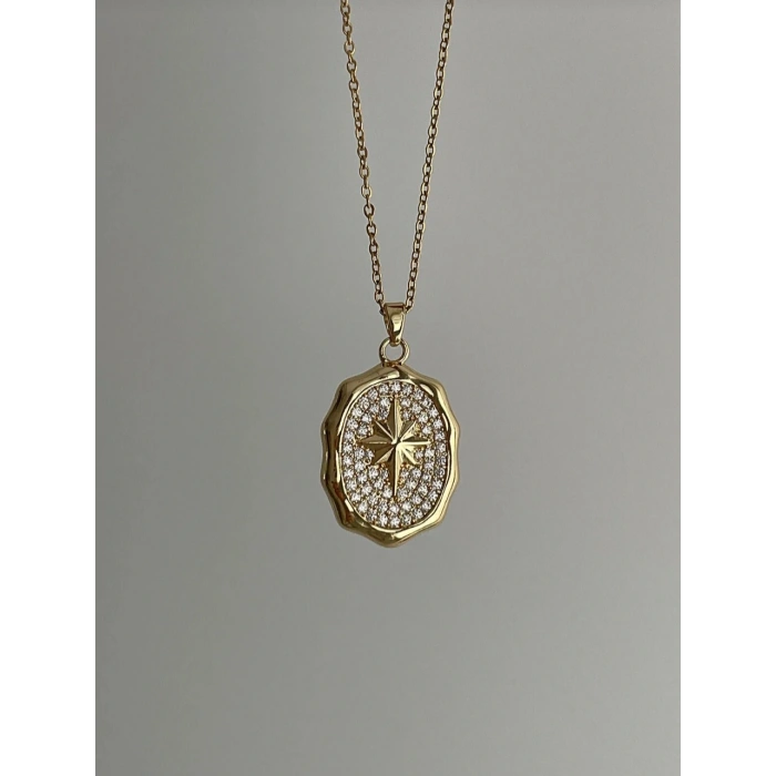 Kutup Yıldızı Çelik Gold Renk Kolye