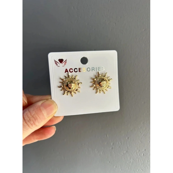 Vip Kaplama Gold Renkli Güneş Detay Küpe