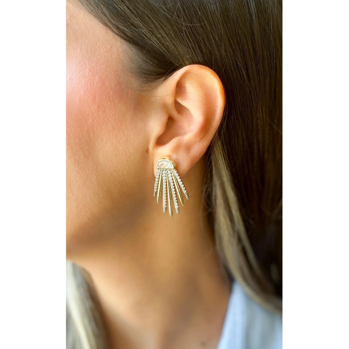 Vip Luxury Serisi Altın Kaplama Taşlı Küpe