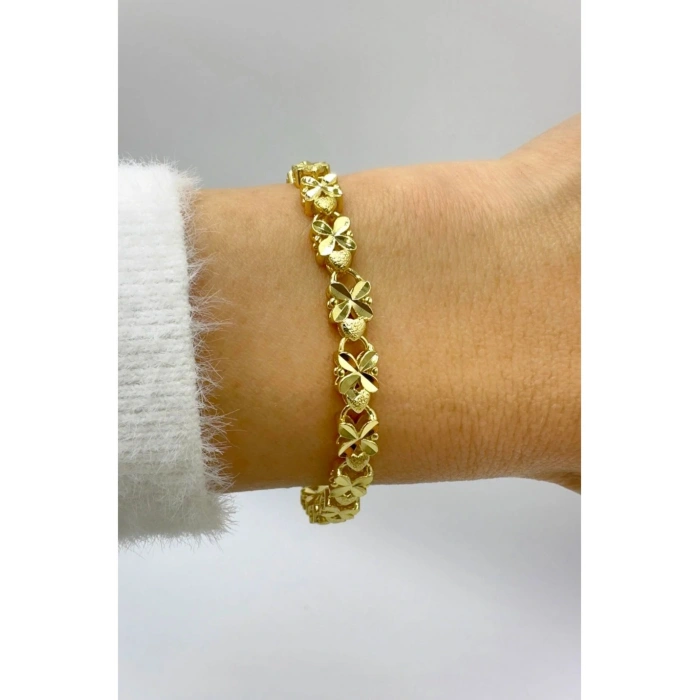 Xuping 14K Lazer Kesim Yonca Detay Arabic Model Bileklik