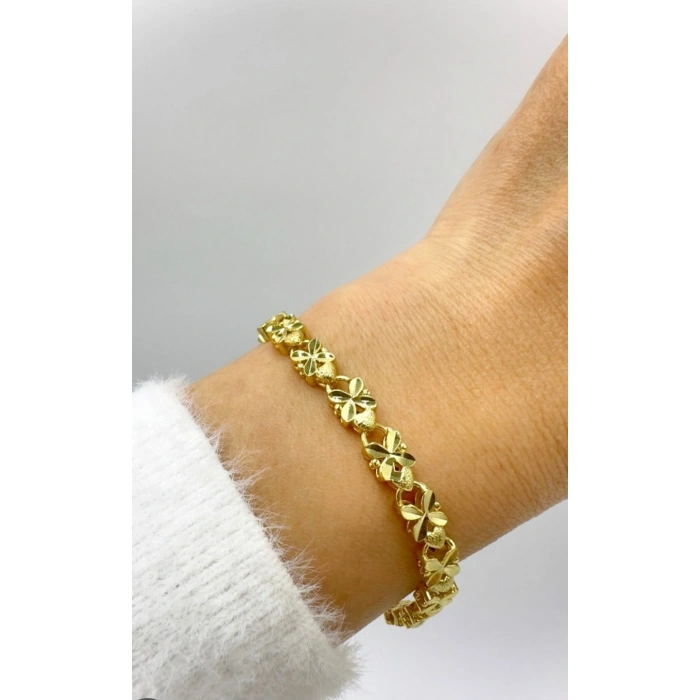 Xuping 14K Lazer Kesim Yonca Detay Arabic Model Bileklik