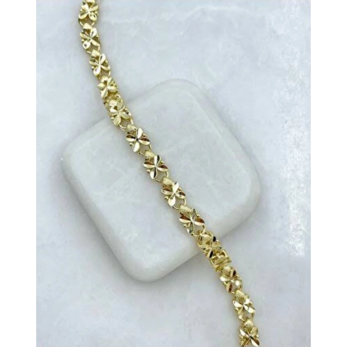 Xuping 14K Lazer Kesim Yonca Detay Arabic Model Bileklik