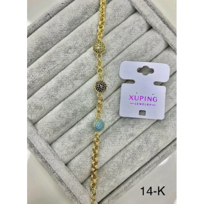 Xuping Kuyumcu Model 14K Altın Kaplama Taşlı Nazar Bileklik