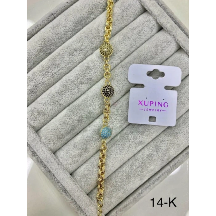 Xuping Kuyumcu Model 14K Altın Kaplama Taşlı Nazar Bileklik