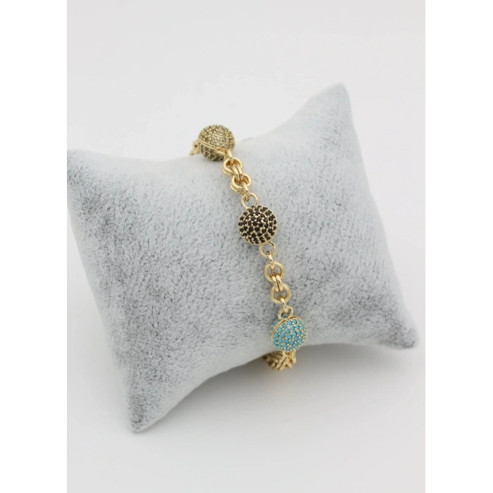 Xuping Kuyumcu Model 14K Altın Kaplama Taşlı Nazar Bileklik