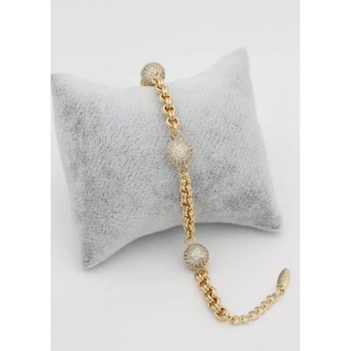 Xuping Nazar Boncuğu Gold Renkli Taşlı Düz Bileklik