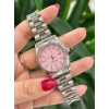 Gümüş Renkli Lüks Kadın Kol Saati - Pembe Kadranlı