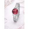 Kırmızı Kadranlı Gümüş Renk Kadın Kol Saati