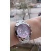 Gümüş Renkli Pembe Kadran Lüks Kadın Saat