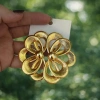 Vintage Çiçek Desenli Gold Küpe