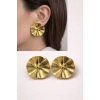 Gold Renkli Vintage Çiçek Detaylı Küpe
