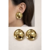 Gold Kaplama Dalgalı Form Küpe Modern Tasarım