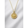 Gold Renkli Çelik Madalyon Kolye