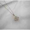 Gold Renkli Çelik Lotus Çiçeği Kolye