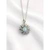 Gümüş Işıltılı Opal Taşlı Güneş Kolye