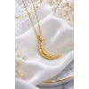 Gold Renkli Çelik Ay Figürlü Kolye