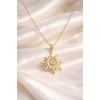 Gold Renkli Çelik Güneş Figürlü Kolye