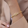B Harfli Zincir Bileklik 14K Altın Kaplama
