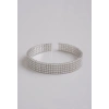 Zirkon Taşlı 5 Sıra Silver Renk Çelik Bileklik
