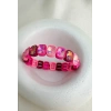 Pembe Işıltılı Taşlı Lastikli Bileklik Esnek