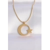 Ayyıldız Çelik Kolye Gold Renkli