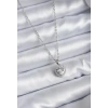 Çelik Gümüş Renkli Kalp Detaylı Beyaz Kolye