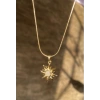Güneş Model Çelik Taşlı Gold Kolye
