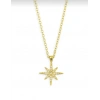 Yıldız Model Taşlı Çelik Gold Kolye