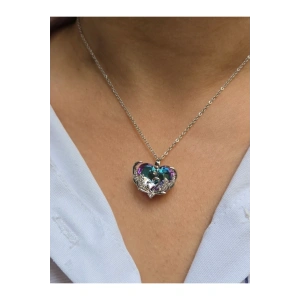 Büyük Okyanusun Kalbi Çelik Gümüş Kolye