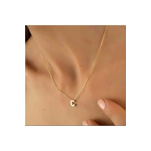 Harf Kolye Çelik Gold Renkli