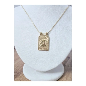 Retro Plaka Göz Çelik Kolye