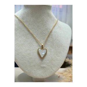 Sedef Kalpli Çelik Gold Zarif Kolye