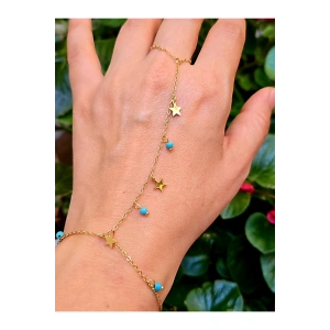 Çelik Yıldız Detaylı Mavi Boncuklu Şahmeran