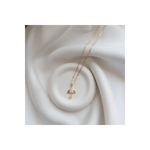 Şemsiye Figürlü Gold Renkli Çelik Tasarım Kolye