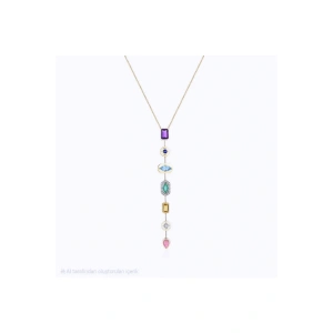 Melis Göral 7 Element Çelik Y Seranay Kolyesi