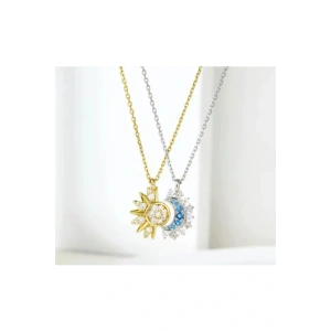 Çelik Güneş ve Ay Best Friend & Aşk Kolyesi 2li Set