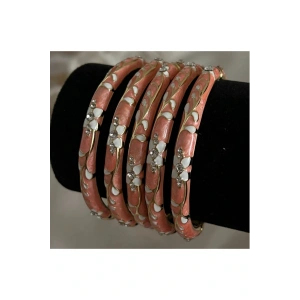 Mineli Kelepçe Bileklik Taşlı Somon Renkli