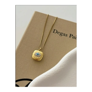 Gold Renkli Çelik Kapaklı Kolye